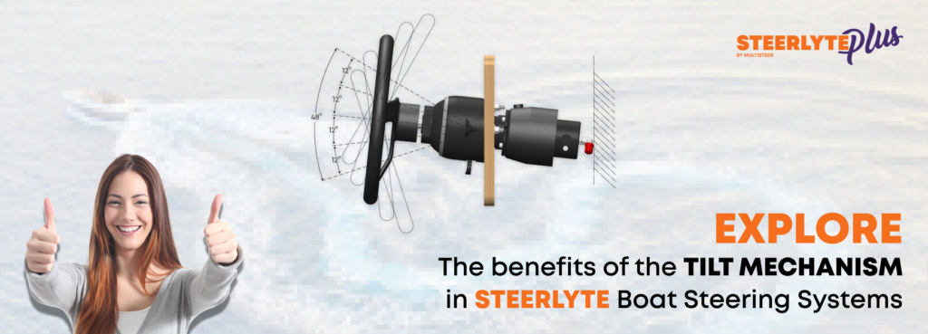 Tilted SteerlytePlus Power-Assisted Boat Steering kit | Multisteer