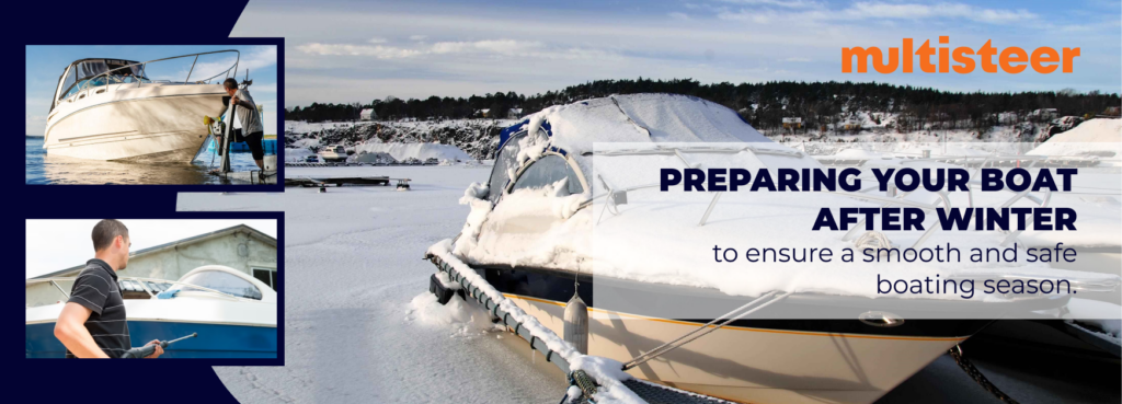 A Man is preparing boat after the winter season for smooth navigation